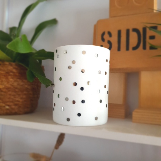 Broste Copenhagen - Teelichthalter Schneeweiß/Silber