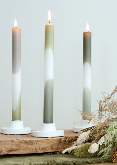 Dinnerkerzen, Dip-Dye-Oliv-Minze, 3er-Pack