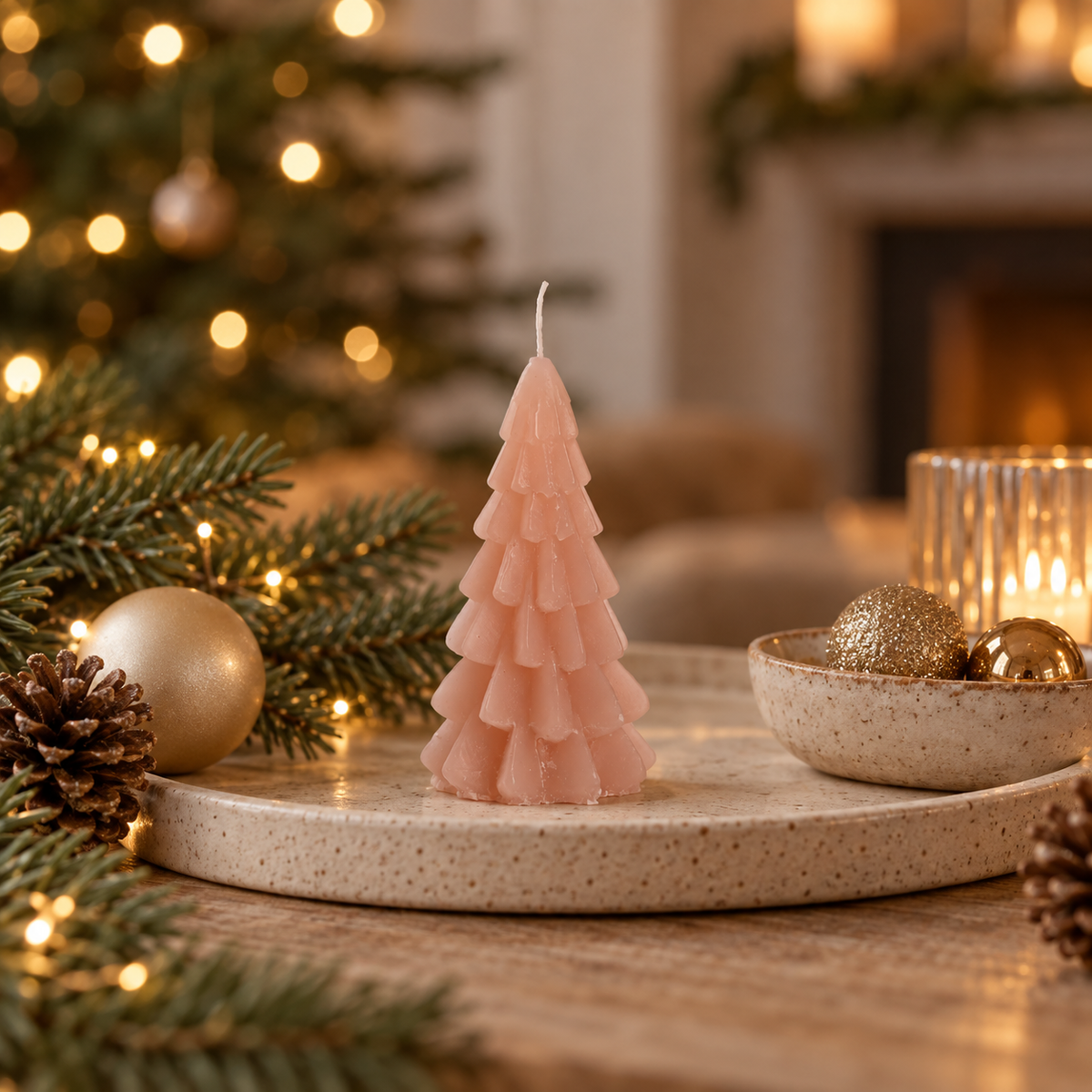 Rustik Lys kerstboomkaars Cherry Blossom 6,3 x 12 cm in kerstsfeer