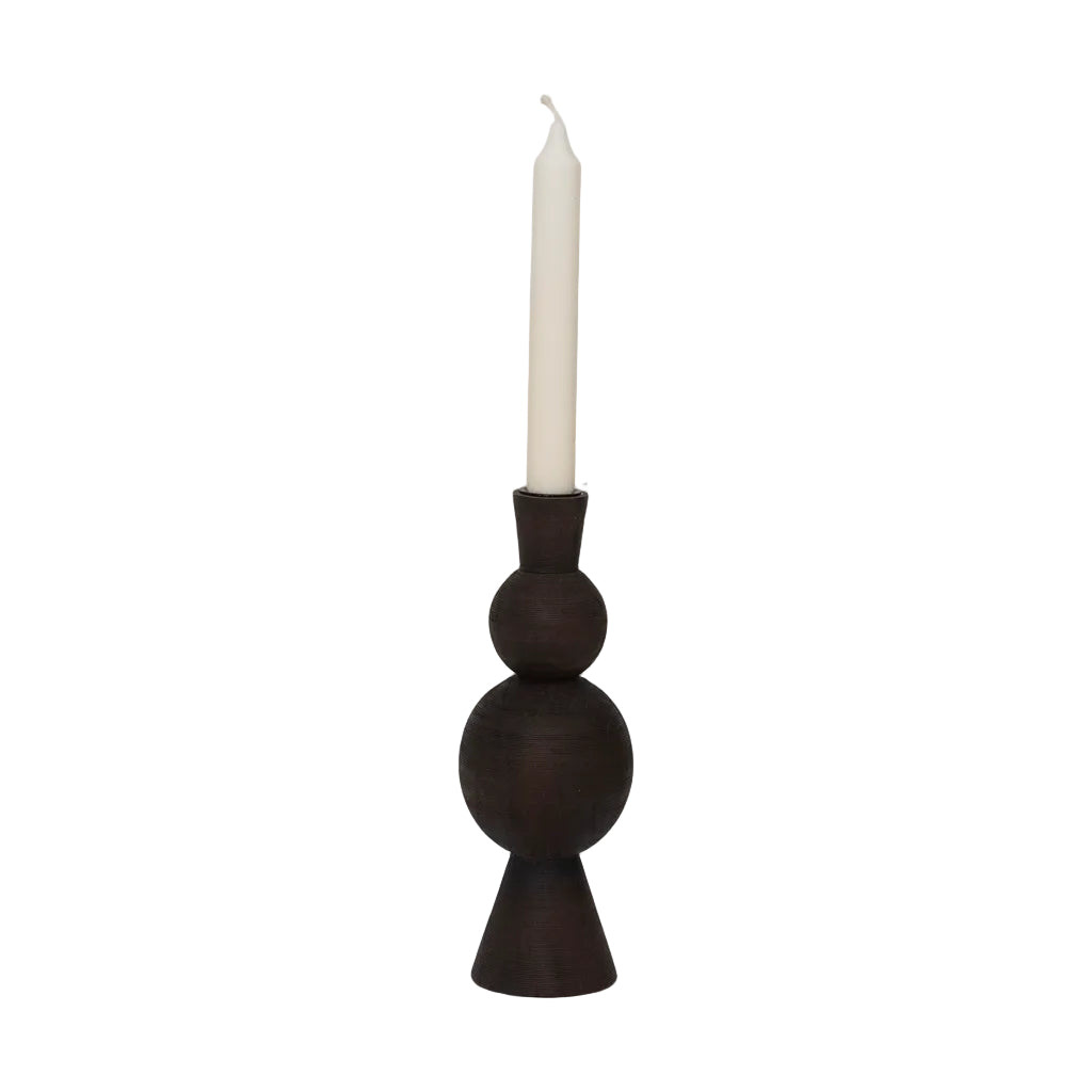 Urban Nature Culture kandelaar Zen Walnut van mangohout Ø9 × 25 cm
