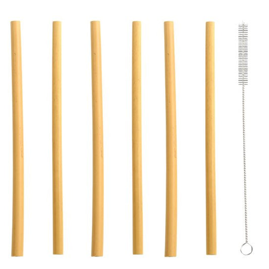 Esschert Design – Bambusstrohhalme inkl. Reinigungsbürste 6er-Pack