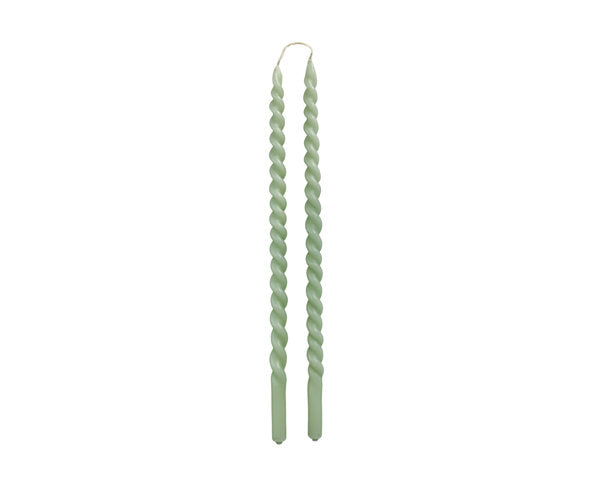 Rustik Lys Slim Swirl potloodkaarsjes Dusty green 1,2 × 30 cm - 2 stuks