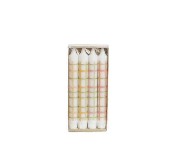 Rustik Lys By Kimmi Checkered dinerkaarsen - 4 stuks - 2,2 × 19 cm