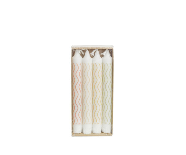 Rustik Lys By Kimmi Wave dinerkaarsen - 4 stuks - 2,2 × 19 cm