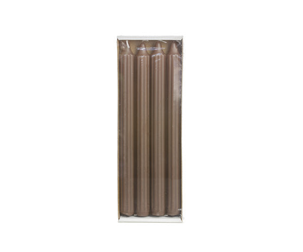 Rustik Lys Grooved dinerkaarsen Cognac 2,1 × 24 cm - 4 stuks
