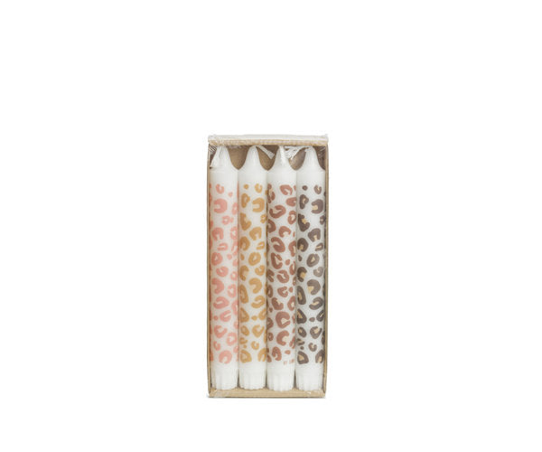 Rustik Lys By Kimmi Leopard dinerkaarsen - 4 stuks - 2,2 × 19 cm