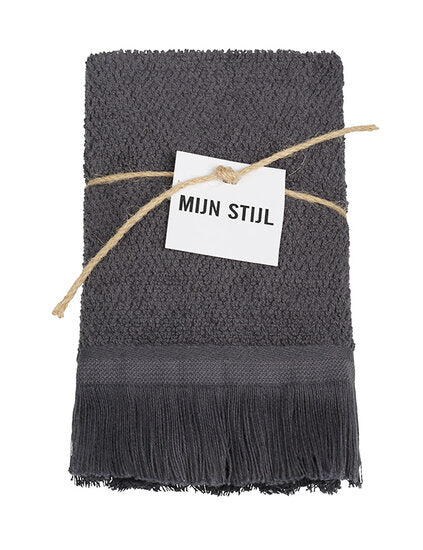 My Style - Geschirrtuch mit Fransen, Dunkelgrau, 2er-Pack