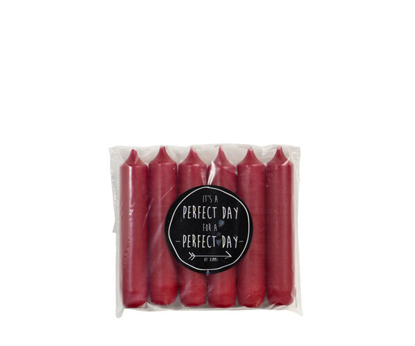 Rustik Lys cadeau dinerkaarsen Antiek rood – 6 donkerrode kaarsen van 12 cm