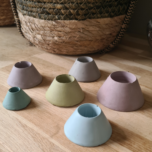 Kerzenständer aus Beton, 6er-Set