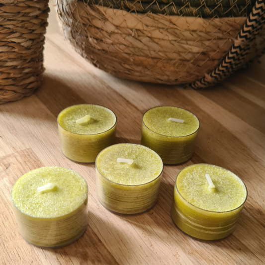 Limettenfarbene Teelichter, 5er-Set