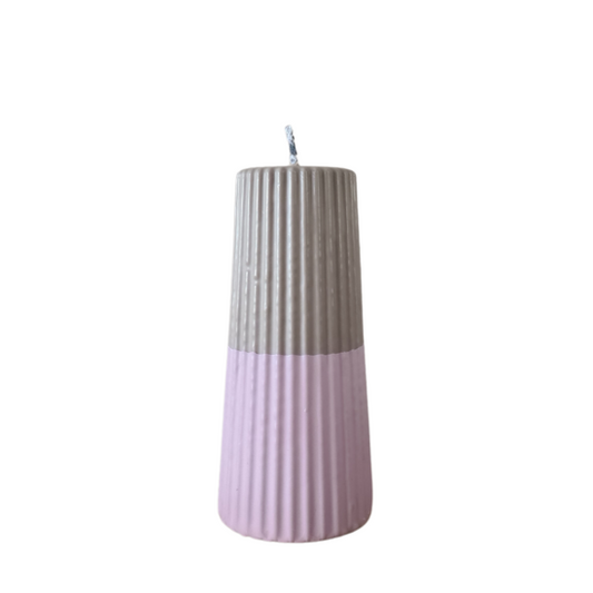 Rustik Lys - Outdoor Stumpenkerze gerillt Pastellrosa / Taupe S Kneusje