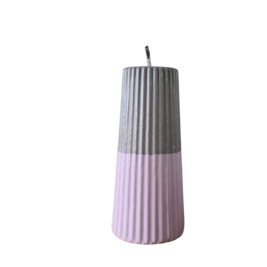 Rustik Lys - Stumpenkerze für den Außenbereich, gerillt, Pastellrosa / Grau, S. Kneusje