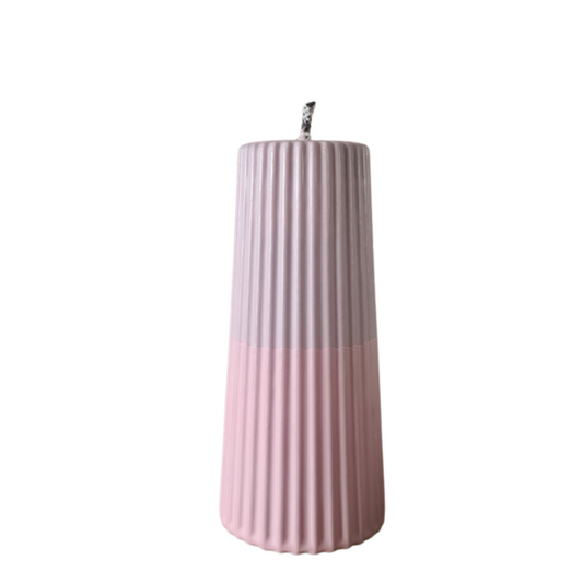 Rustik Lys - Outdoor Stumpenkerze gerillt Pastellrosa / Flieder S Kneusje