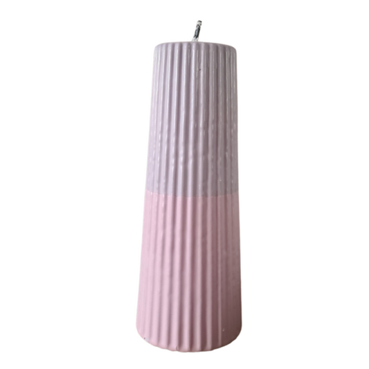 Rustik Lys - Outdoor Stumpenkerze gerillt Pastellrosa / Flieder L Kneusje