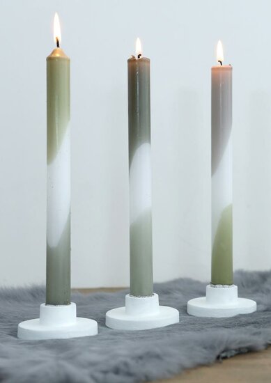 Dinnerkerzen, Dip-Dye-Oliv-Minze, 3er-Pack