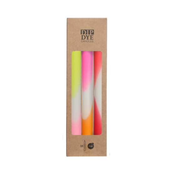 Dinnerkerzen Dip Dye Neon s/3