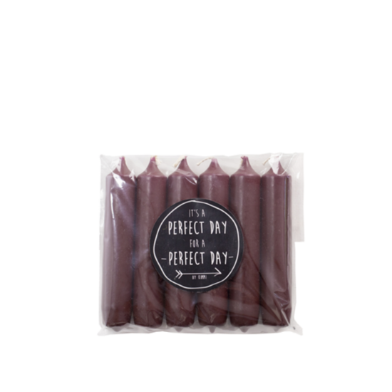 Rustik Lys cadeau dinerkaarsen Aubergine – 6 auberginekleurige kaarsen van 12 cm