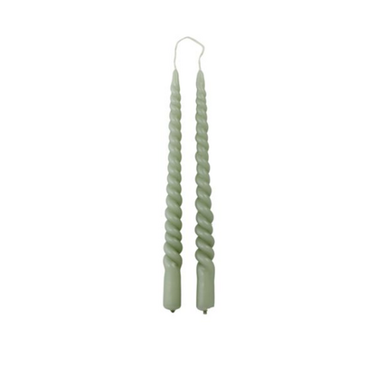 Rustik Lys – Dinnerkerze Swirl Dusty Green