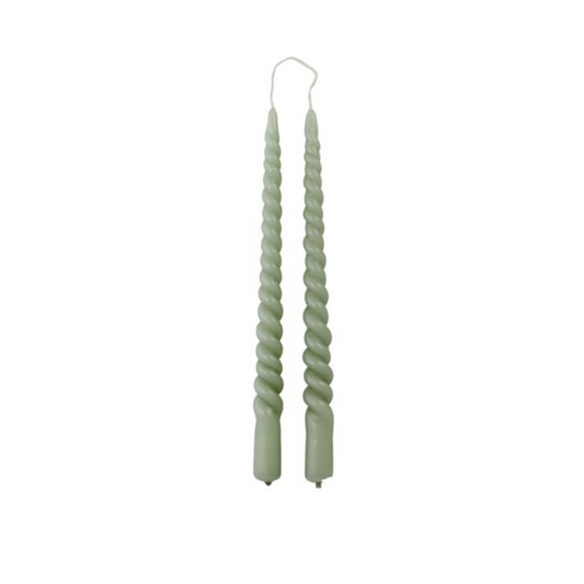 Rustik Lys – Dinnerkerze Swirl Dusty Green