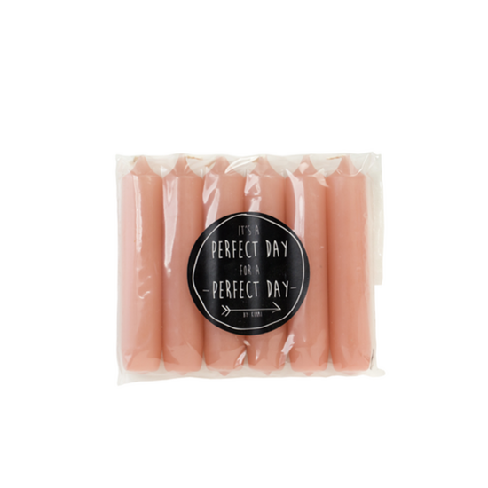 Rustik Lys cadeau dinerkaarsen Rose – 6 roze kaarsen van 12 cm
