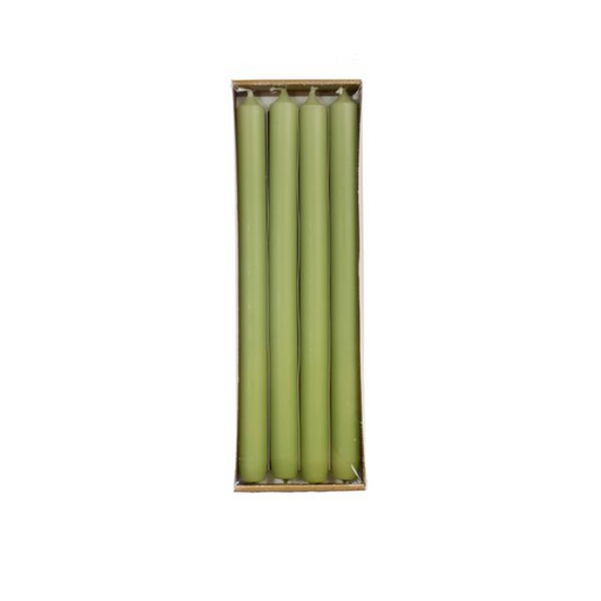 Rustik Lys - Matte Tafelkerzen olivgrün, 4er-Set