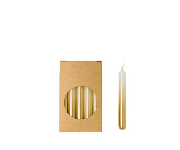 Rustik Lys potloodkaarsjes Wit met goud 1,2 × 10 cm