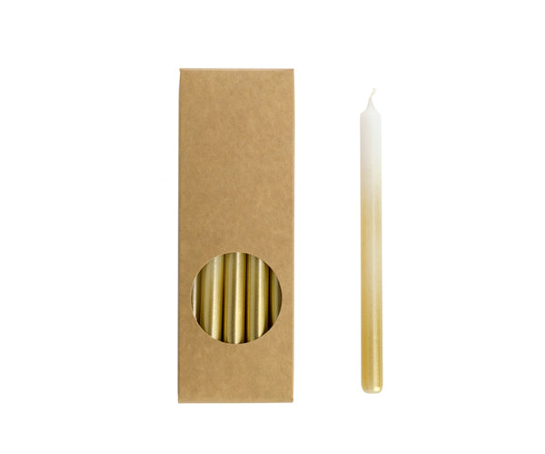 Rustik Lys potloodkaarsjes Wit met goud 1,2 × 17,5 cm