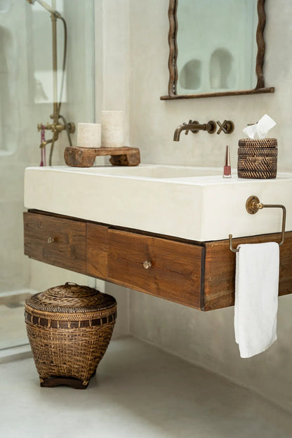 Bazar Bizar - Colonial Opbergmand Naturel Bruin L – 42 x 42 x 45 cm