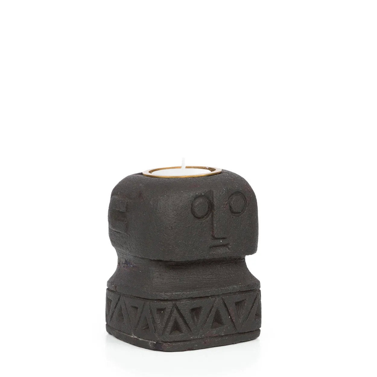 Bazar Bizar - Sumba Stone #26 Theelichthouder – Antraciet Zandsteen