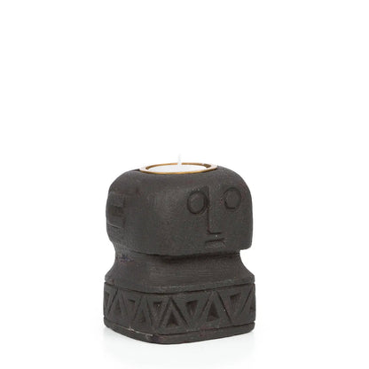 Bazar Bizar - Sumba Stone #26 Theelichthouder – Antraciet Zandsteen