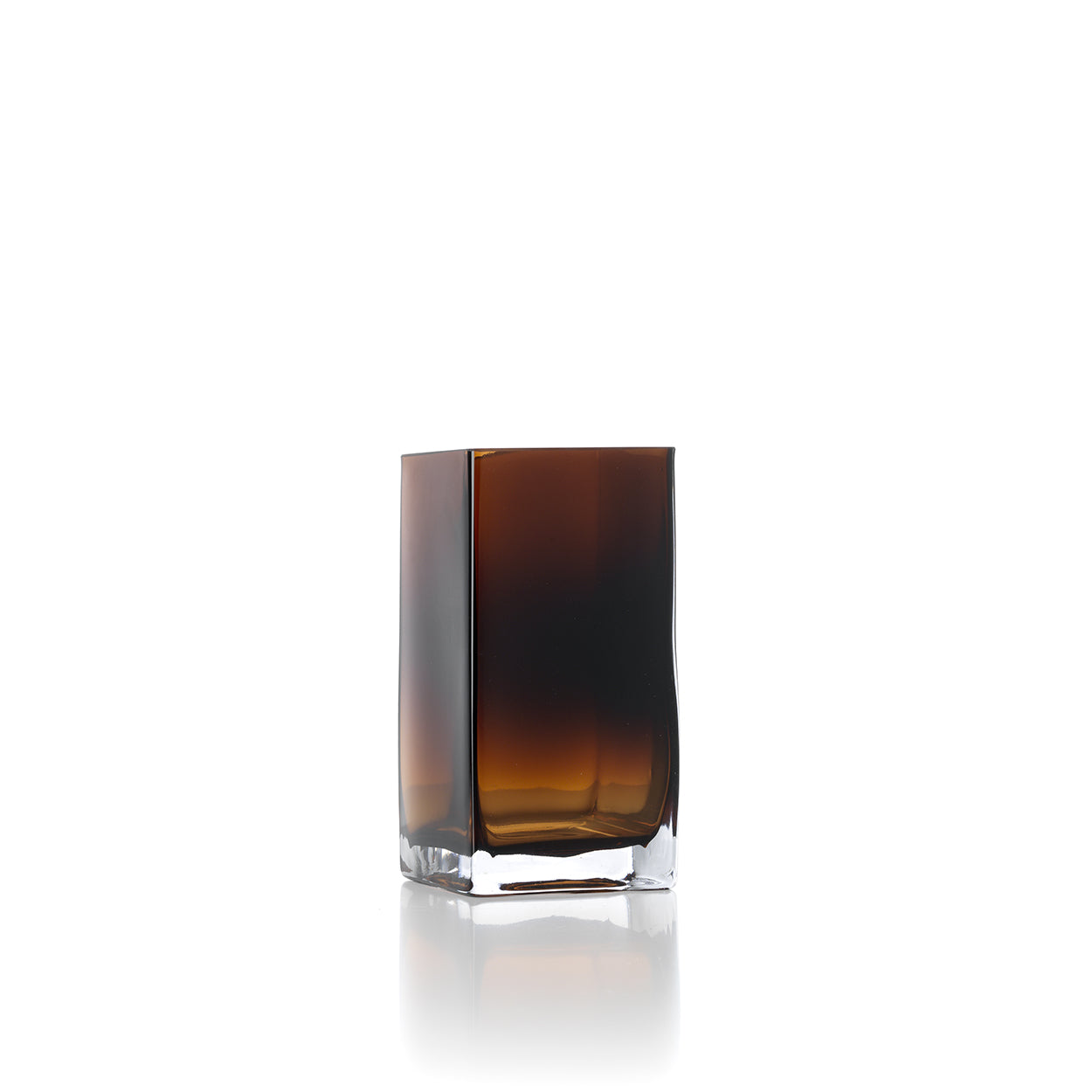 Bazar Bizar Amber Cuboid vaas van gerecycled glas in amber – 10 × 20 cm