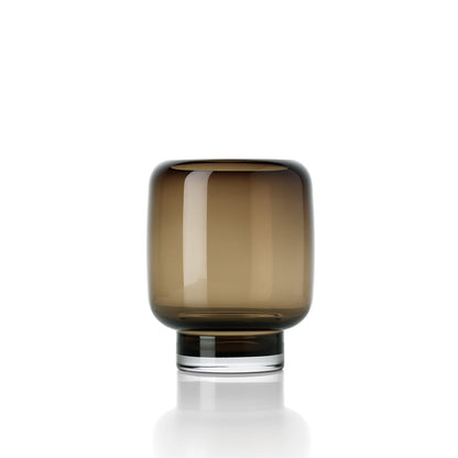 Bazar Bizar Smoky Cube vaas van gerecycled glas in bruin – 15 × 19 cm