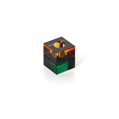 Bazar Bizar - Gem Blocks Kandelaar – Amber & Groen Recycled Glas