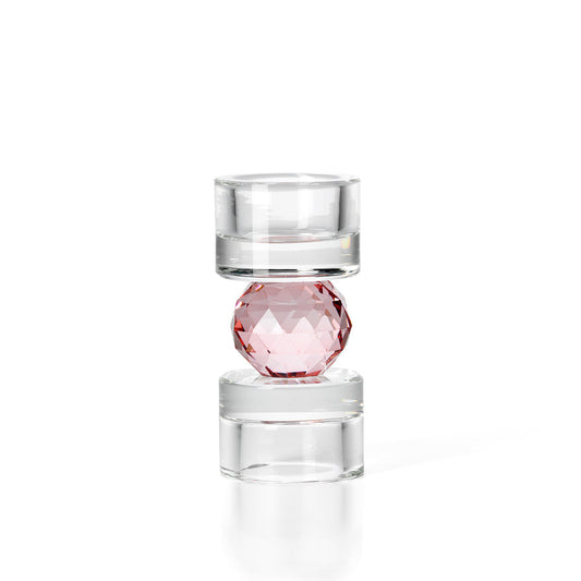 Bazar Bizar Gem Balance Theelichthouder – Helder & Roze Recycled Glas