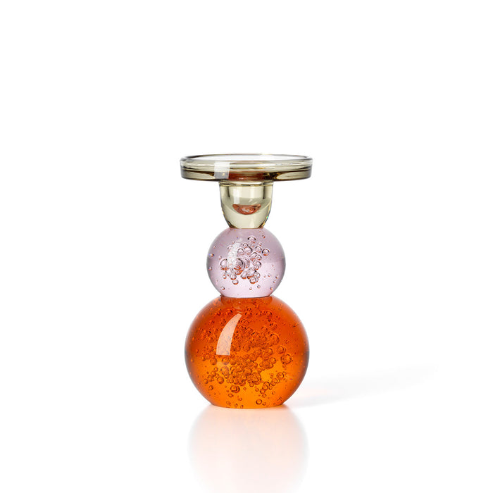 Bazar Bizar Bubble Jewel kandelaar oranje en roze glas