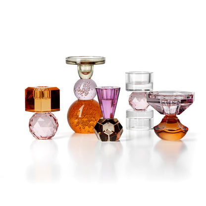 Bazar Bizar Bubble Jewel Kandelaar – Oranje & Roze Recycled Glas