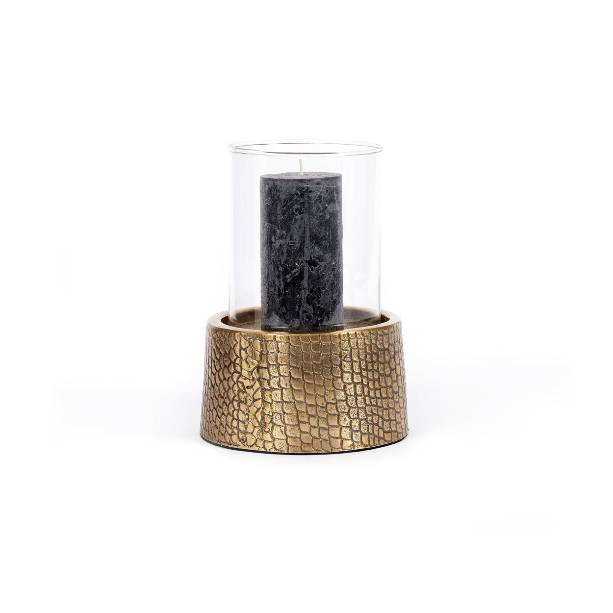 Bazar Bizar Croco Windlicht / Stompkaarsenhouders – Messing & Glas