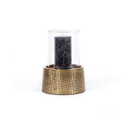 Bazar Bizar Croco Windlicht / Stompkaarsenhouders – Messing & Glas