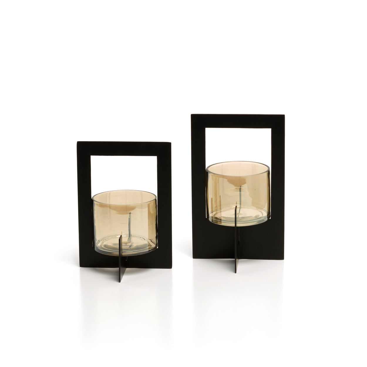 Bazar Bizar Hurricane Framed theelichthouder – Zwart Metaal & Glas (Maat L)