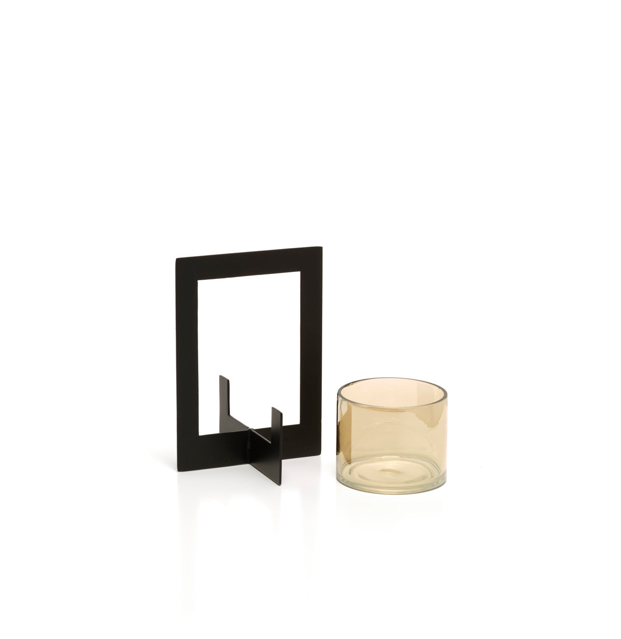 Bazar Bizar - Hurricane Framed Theelichthouder – Zwart Metaal & Glas (Maat M)