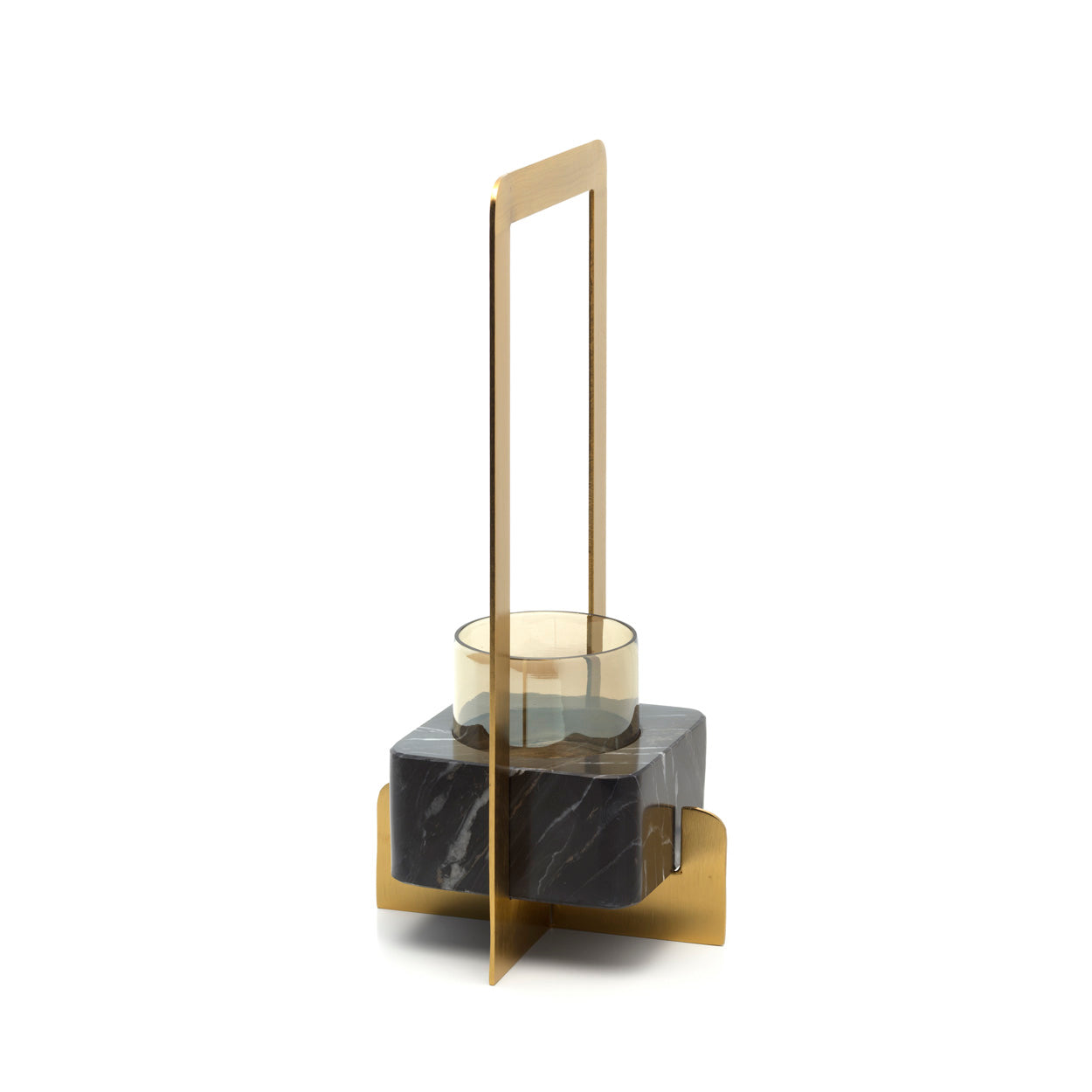 Bazar Bizar Marbre d'Or Theelichthouder – Goud & Zwart Art Deco (Maat M)