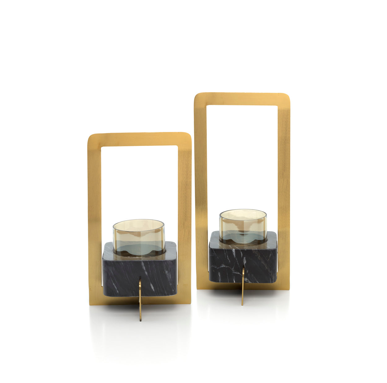 Bazar Bizar Marbre d'Or Theelichthouder – Goud & Zwart Art Deco (Maat M)