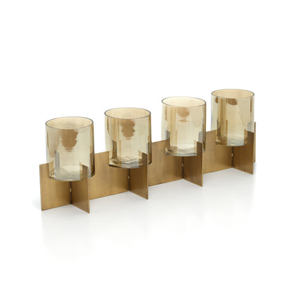 Bazar Bizar Quarta Theelichthouder – Goud Metaal & Glas (53 cm)