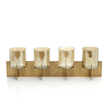 Bazar Bizar Quarta Theelichthouder – Goud Metaal & Glas (53 cm)