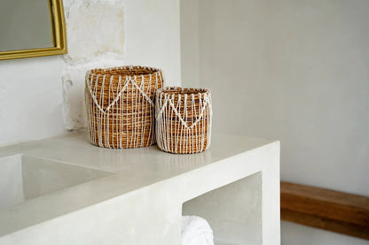 Bazar Bizar - Macra-Mazing Mand Naturel Wit L – 20 x 20 x 20 cm