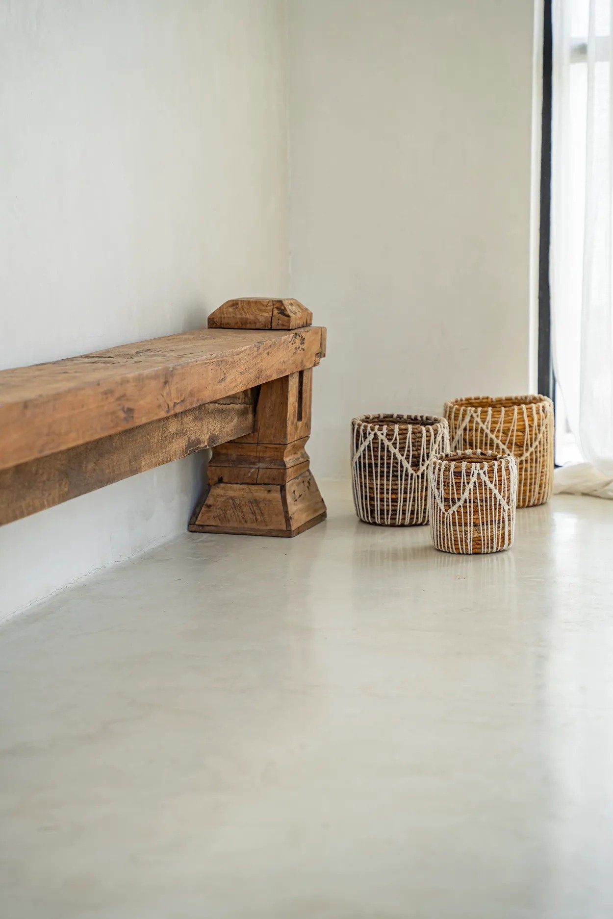 Bazar Bizar - Macra-Mazing Mand Naturel Wit L – 20 x 20 x 20 cm