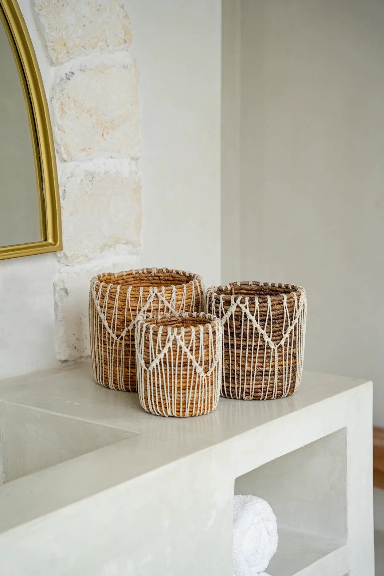 Bazar Bizar - Macra-Mazing Mand Naturel Wit L – 20 x 20 x 20 cm