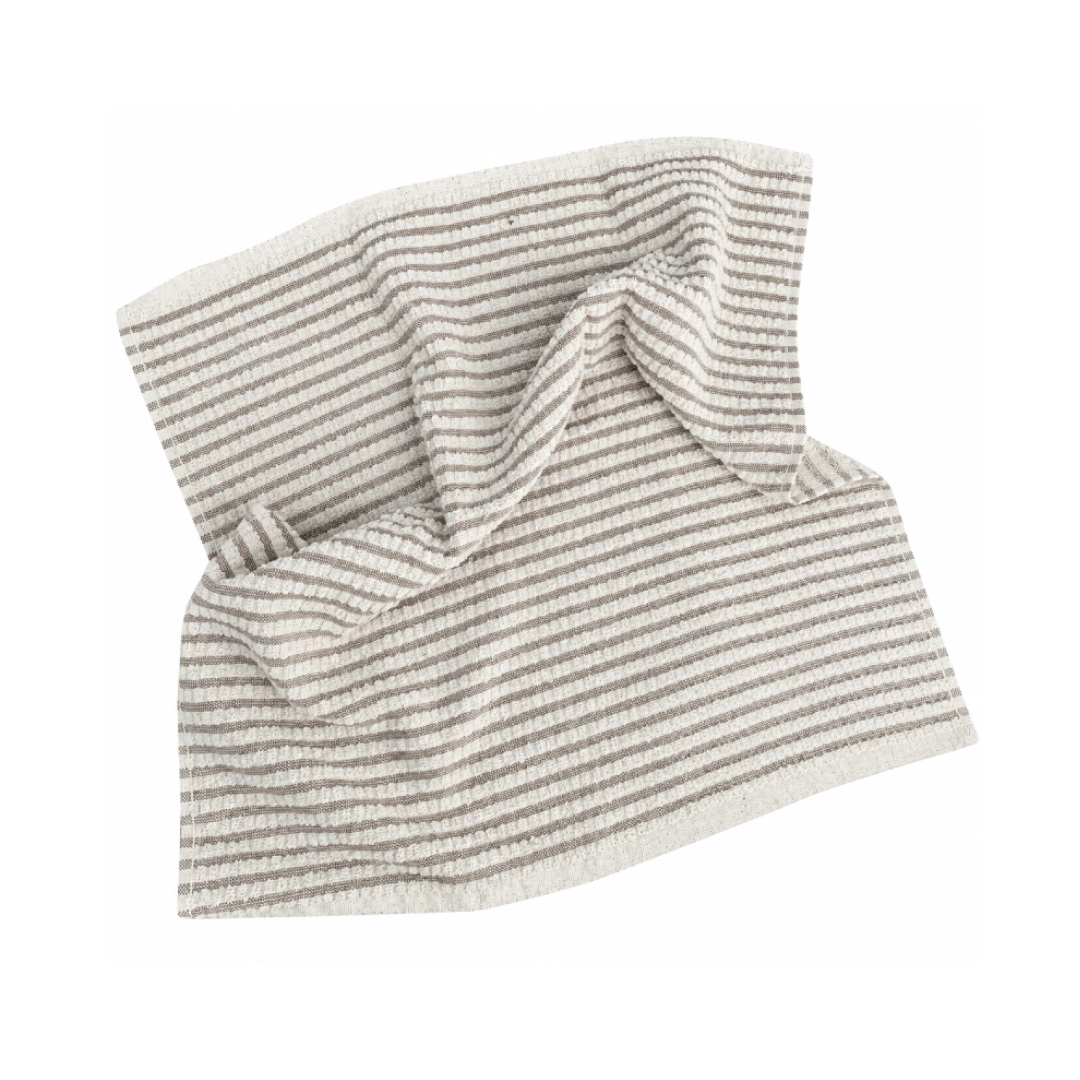 Mijn Stijl handdoek Olivia taupe en ecru gestreept 50 × 50 cm