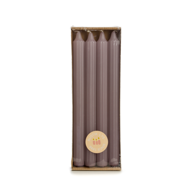Rustik Lys Grooved dinerkaarsen Mauve 2,1 × 24 cm - 4 stuks