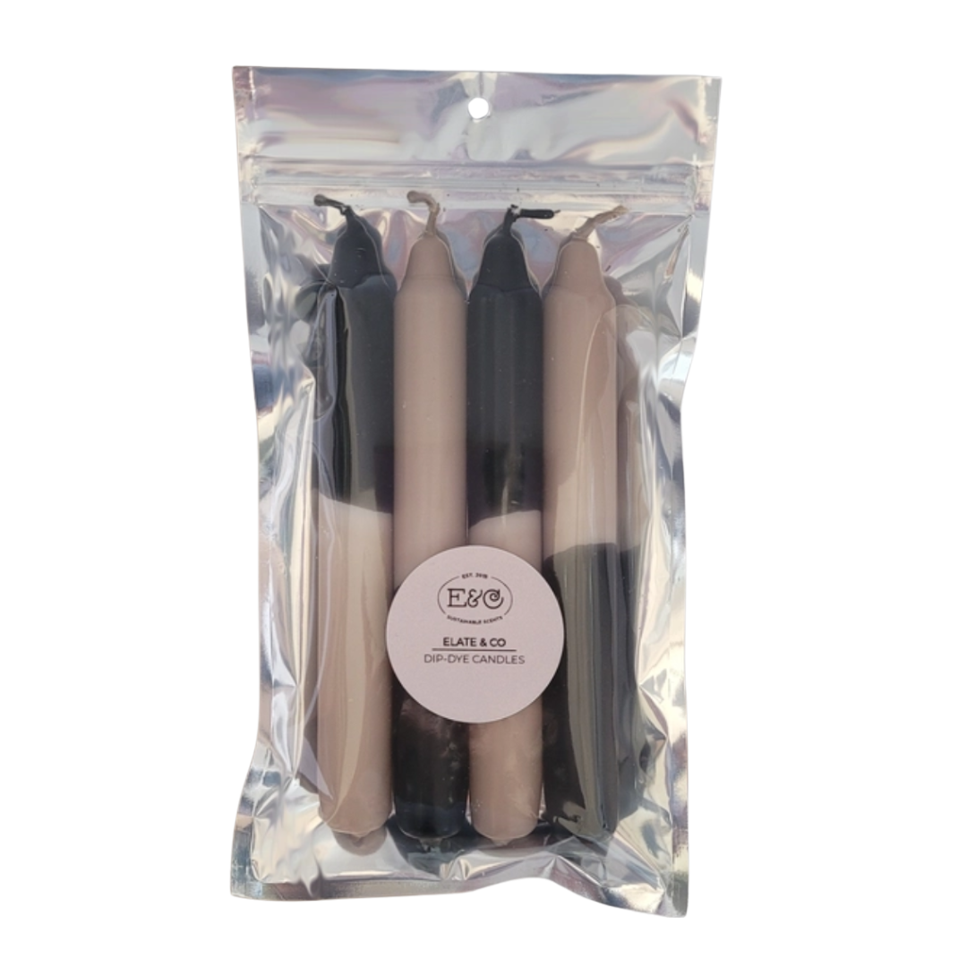 Elate &amp; Co. - Dinner Candle Dip Dye Black-Nougat s/4